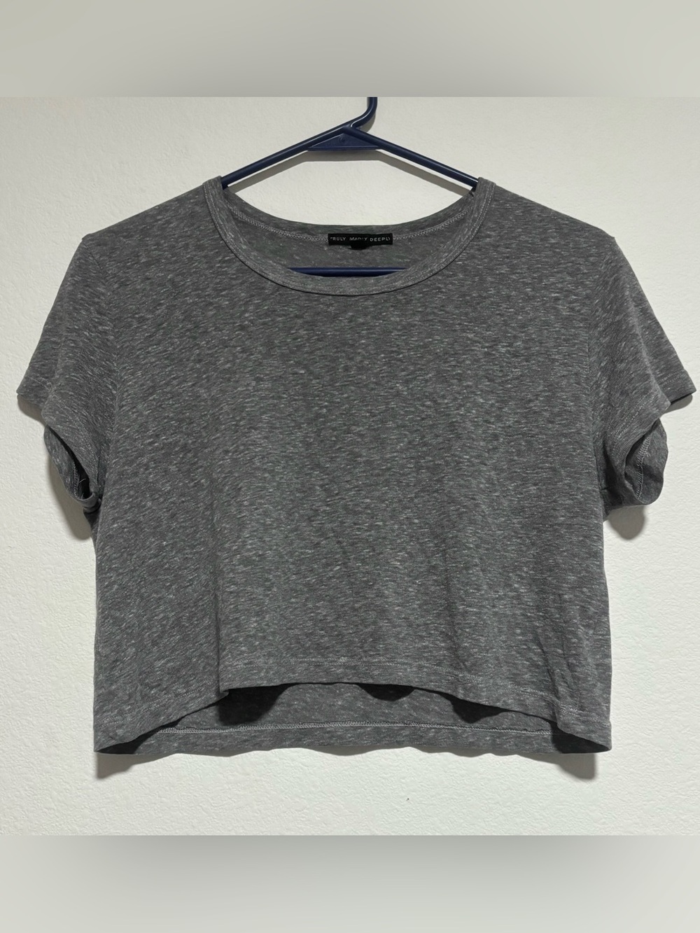 Truly Madly Deeply Gray Cropped Crewneck Tee